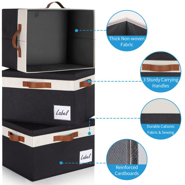 Hokku Designs Fabric Storage Bin Set of 3 Wayfair